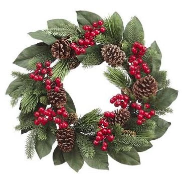 The Christmas Palace Wreaths 24" RED BERRY PINE CONE WREATH UNLIT 1 The Christmas Palace Wreaths 24" RED BERRY PINE CONE WREATH UNLIT