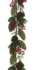 The Christmas Palace 6 FT HOLLY BERRY WITH PINE SPRIGS GARLAND UNLIT