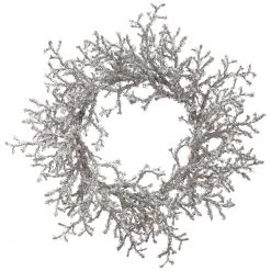 The Christmas Palace 24" ICED SILVER GLITTER WREATH