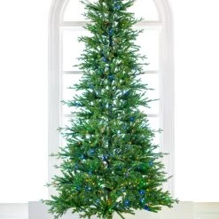 The Christmas Palace 10 FT RUSSIAN FIR SLIM PRE LIT CLEAR & MULTI COLOR LED LIGHTS CHRISTMAS TREES