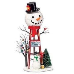 The Christmas Palace VILLAGE ACCESSORY SNOWMAN WATERTOWER