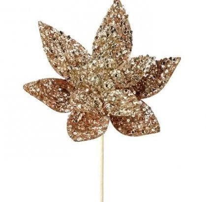 The Christmas Palace Flowers 24" GOLD SEQUINED POINSETTIA STEM SET OF 12 1 The Christmas Palace Flowers 24" GOLD SEQUINED POINSETTIA STEM SET OF 12