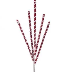 The Christmas Palace 24" FROSTED PEPPERMINT STICK X5 SPRAY SET OF 12