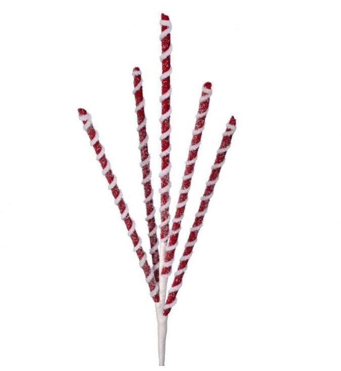 The Christmas Palace 24" FROSTED PEPPERMINT STICK X5 SPRAY SET OF 12 2 The Christmas Palace 24" FROSTED PEPPERMINT STICK X5 SPRAY SET OF 12