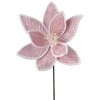 The Christmas Palace 24" PINK FROSTED COTTON CANDY POINSETTIA STEM SET OF 12