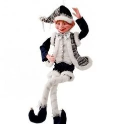 The Christmas Palace 30" BLUE & SILVER WINTER SOLSTICE BENDABLE ELF ORNAMENT Elves