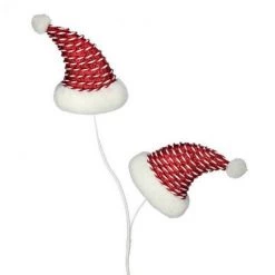 The Christmas Palace Stems & Picks 30" FABRIC PEPPERMINT SANTA HAT PICK SET OF 6