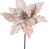 The Christmas Palace Flowers 24" TAUPE GLITTER EDGE VELVET POINSETTIA SET OF 12