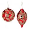 The Christmas Palace 4-6" GLASS BEADED SCROLL BALL & FINIAL ORNAMENT ASSORTED SET OF 6 Christmas Ornaments