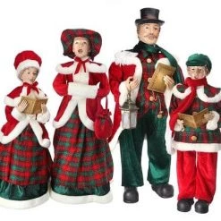 The Christmas Palace Table Tops 26-35" PLAID VELVET CAROLLERS SET OF 4