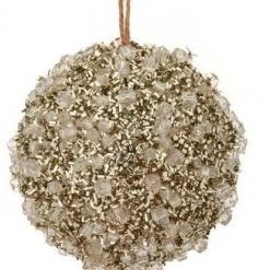 The Christmas Palace 4" GOLD DIAMOND ICED BALL ORNAMENT SET OF 12 Golden Empire