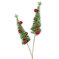 The Christmas Palace 26" GREEN & RED GLITTER TREE BALL PICK SET OF 6 Stems & Picks