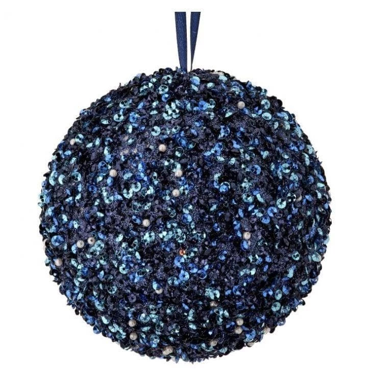 The Christmas Palace 6" MIDNIGHT BLUE SEQUIN BALL ORNAMENT SET OF 6 1 The Christmas Palace 6" MIDNIGHT BLUE SEQUIN BALL ORNAMENT SET OF 6