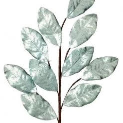 The Christmas Palace 30" AQUA METALLIC MAGNOLIA LEAF SPRAY SET OF 12