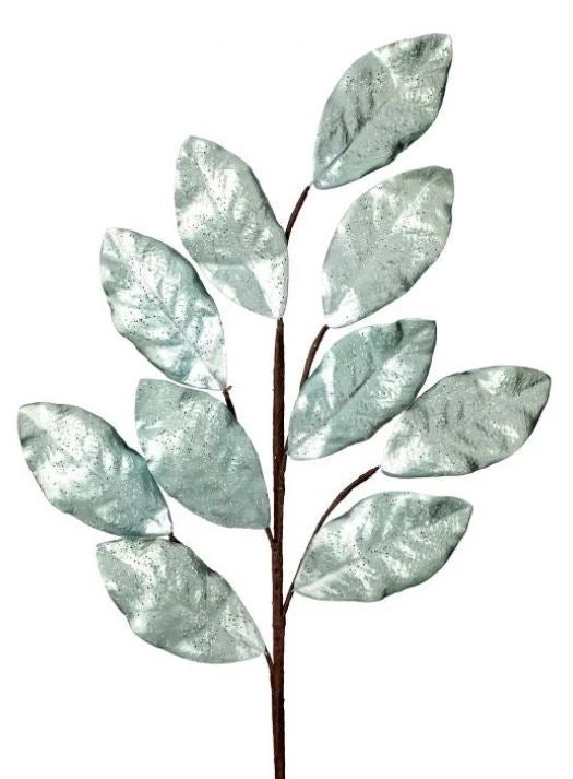 The Christmas Palace 30" AQUA METALLIC MAGNOLIA LEAF SPRAY SET OF 12 2 The Christmas Palace 30" AQUA METALLIC MAGNOLIA LEAF SPRAY SET OF 12