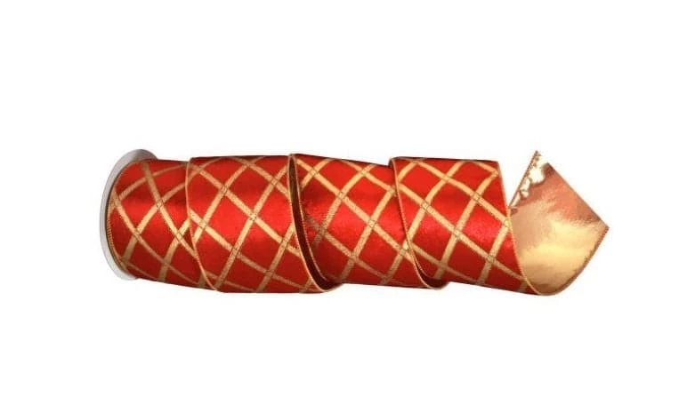 The Christmas Palace 4" X 10 YDS METALLIC CHECK GOLD BACK WIRED RIBBON Ribbon & Bows 1 The Christmas Palace 4" X 10 YDS METALLIC CHECK GOLD BACK WIRED RIBBON Ribbon & Bows