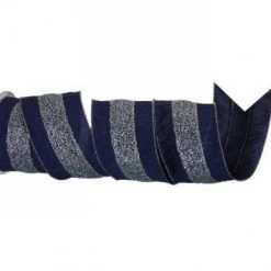 The Christmas Palace 4" X 10YDS GLITTER MESH STRIPE DUPION WIRED RIBBON