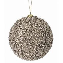 The Christmas Palace Christmas Ornaments 6" CHAMPAGNE METALLIC MINI BEAD BALL ORNAMENT SET OF 6