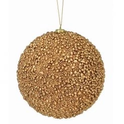The Christmas Palace 6" GOLD METALLIC MINI BEAD BALL ORNAMENT SET OF 6 Christmas Ornaments
