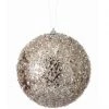 The Christmas Palace 6" PLATINUM ICED BALL ORNAMENT SET OF 6