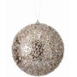 The Christmas Palace 6" PLATINUM ICED BALL ORNAMENT SET OF 6