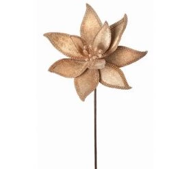 The Christmas Palace 22" CHAMPAGNE JEWELED POINSETTIA STEM SET OF 12