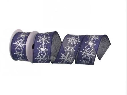 The Christmas Palace 2.5" X 10YD SNOWFLAKES ON BLUE WIRED RIBBON 1 The Christmas Palace 2.5" X 10YD SNOWFLAKES ON BLUE WIRED RIBBON