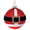 The Christmas Palace Christmas Ornaments 4" RED GLASS SANTA BELT WITH JEWEL BUCKLE ORNAMENT SET OF 6