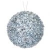 The Christmas Palace 5" ICED ARCTIC BLUE SEQUIN BALL ORNAMENT SET OF 6