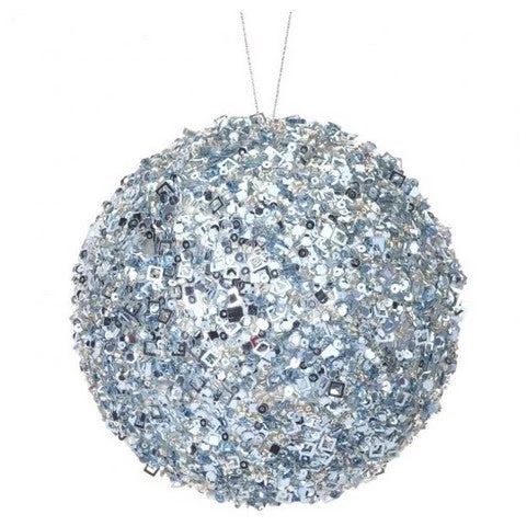 The Christmas Palace 5" ICED ARCTIC BLUE SEQUIN BALL ORNAMENT SET OF 6 1 The Christmas Palace 5" ICED ARCTIC BLUE SEQUIN BALL ORNAMENT SET OF 6