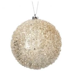 The Christmas Palace 4" CHAMPAGNE ICED METALLIC BALL ORNAMENT SET OF 12