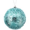 The Christmas Palace 4" BLUE ICED METALLIC BALL ORNAMENT SET OF 12 Christmas Ornaments