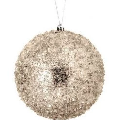 The Christmas Palace Christmas Ornaments 6" CHAMPAGNE ICED METALLIC BALL ORNAMENT SET OF 6