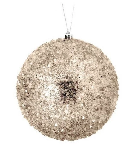 The Christmas Palace Christmas Ornaments 6" CHAMPAGNE ICED METALLIC BALL ORNAMENT SET OF 6 1 The Christmas Palace Christmas Ornaments 6" CHAMPAGNE ICED METALLIC BALL ORNAMENT SET OF 6