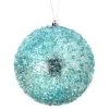 The Christmas Palace 6" BLUE ICED METALLIC BALL ORNAMENT SET OF 6
