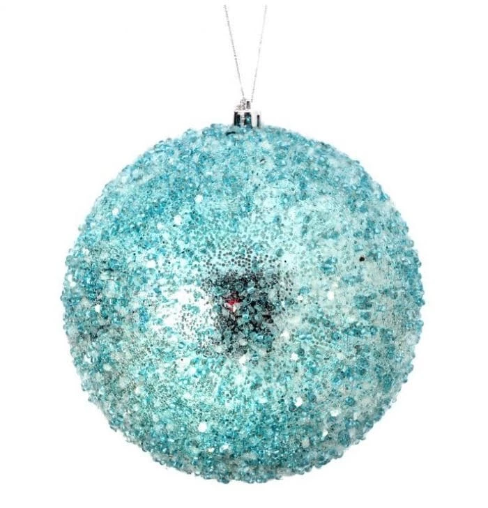 The Christmas Palace 6" BLUE ICED METALLIC BALL ORNAMENT SET OF 6 1 The Christmas Palace 6" BLUE ICED METALLIC BALL ORNAMENT SET OF 6