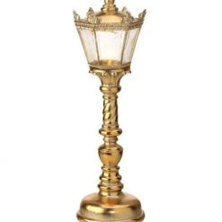 The Christmas Palace Table Tops 16" GOLD LED GILDED ORNATE LAMP POST BATTERY OPERATED
