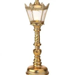 The Christmas Palace Table Tops 16" GOLD LED GILDED ORNATE LAMP POST BATTERY OPERATED