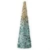 The Christmas Palace Table Tops 18" CHAMPAGNE & BLUE SEQUIN CONE TREE