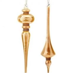 The Christmas Palace 13" GLASS CHAMPAGNE FINIAL ORNAMENT ASSORTED SET OF 6 Christmas Ornaments