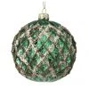The Christmas Palace 4" GLASS DUAL BEADED NET WITH JEWELS BALL ORNAMENT SET OF 6 Christmas Ornaments