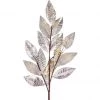 The Christmas Palace Gilded Elegance 28" CHAMPAGNE METALLIC BEADED LEAF SPRAY SET OF 6