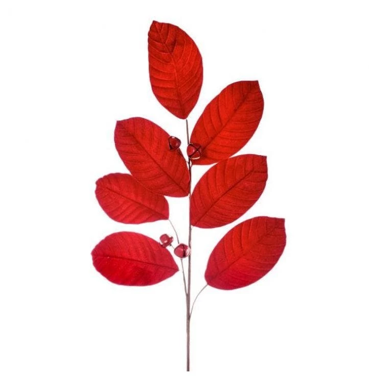 The Christmas Palace 31" RED VELVET MAGNOLIA JINGLE BELL SPRAY SET OF 6 1 The Christmas Palace 31" RED VELVET MAGNOLIA JINGLE BELL SPRAY SET OF 6