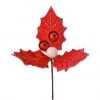 The Christmas Palace Stems & Picks 15" VELVET PEPPERMINT LARGE HOLLY PICK SET OF 12