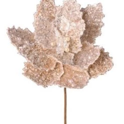 The Christmas Palace 24" ICED PEARLS POINSETTIA PICK SET OF 4