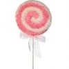 The Christmas Palace 22" PINK & WHITE SPARKLE CANDY SWIRL LOLLIPOP SET OF 6 Peppermint Swirl