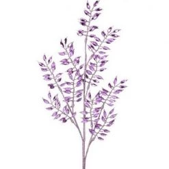 The Christmas Palace 30" LAVENDER METALLIC LEAF BRANCH SET OF 6