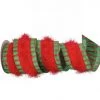 The Christmas Palace 4" X 10YD RED & GREEN FRINGED CENTER RIBBON