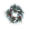 The Christmas Palace 24" FROSTED PINE CONE FRESH BERRY WREATH Wreaths