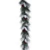 The Christmas Palace 4 FT FROSTED PINE CONE FRESH BERRY GARLAND Garlands